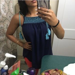 Xhilaration navy tassel top